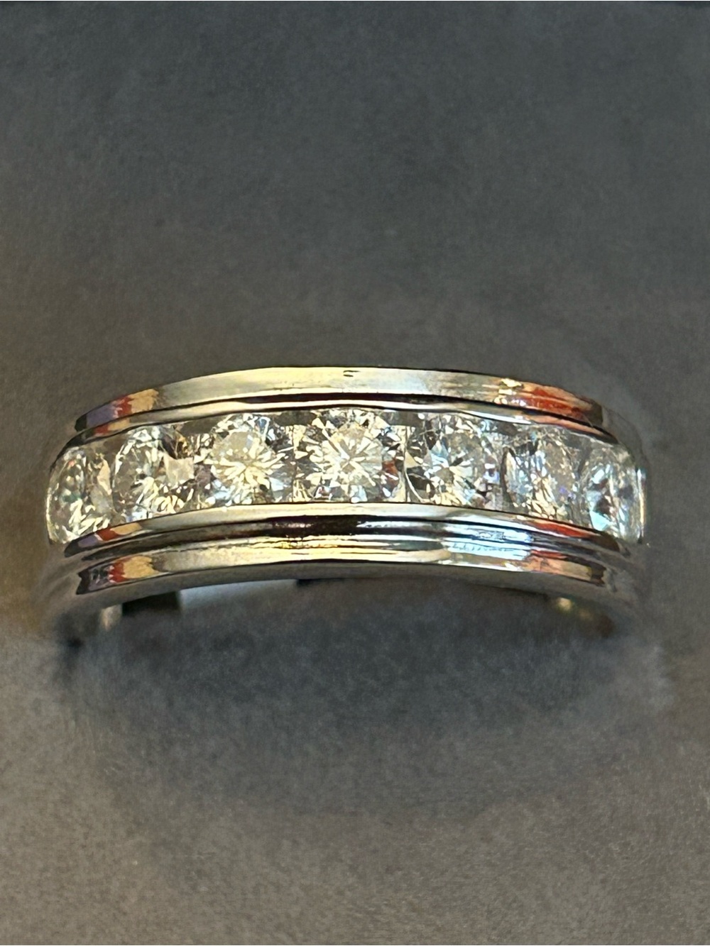 1.00CTW Brilliant Round Moissanite Channel-Set Band - 925 Sterling Silver